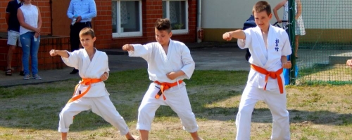 pokazy karate na piknikach rodzinnych w Sztynwagu i Mokrem